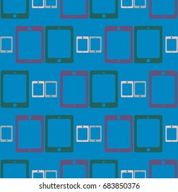 New color seamless pattern with tablet PC.