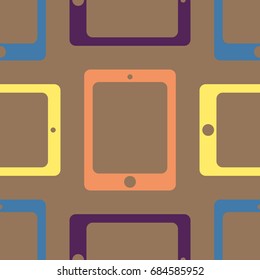 New color seamless pattern with tablet PC.