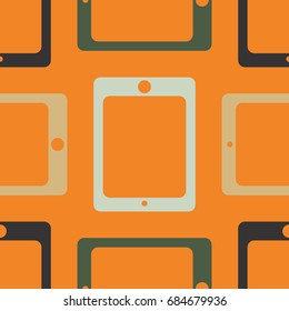 New color seamless pattern with tablet PC.