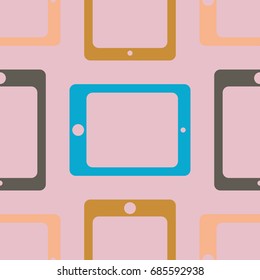 New color seamless pattern with tablet PC.