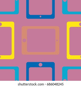 New color seamless pattern with tablet PC.