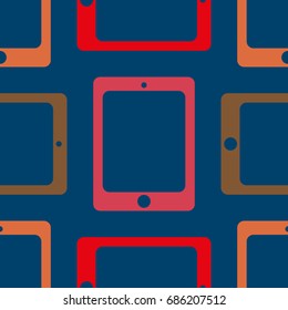 New color seamless pattern with tablet PC.