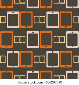 New color seamless pattern with tablet PC.
