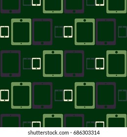 New color seamless pattern with tablet PC.