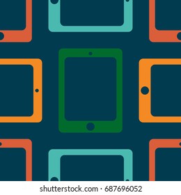 New color seamless pattern with tablet PC.
