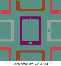 New color seamless pattern with tablet PC.