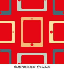 New color seamless pattern with tablet PC.