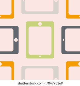 New color seamless pattern with tablet PC.