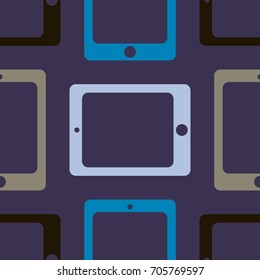 New color seamless pattern with tablet PC.