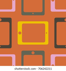 New color seamless pattern with tablet PC.