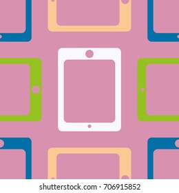 New color seamless pattern with tablet PC.