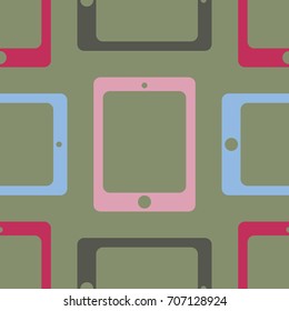 New color seamless pattern with tablet PC.