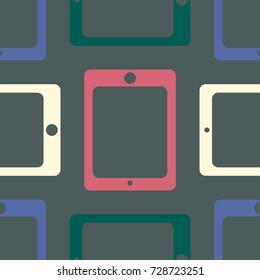 New color seamless pattern with tablet PC.