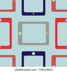 New color seamless pattern with tablet PC.