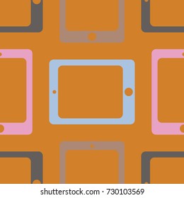 New color seamless pattern with tablet PC.