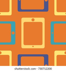 New color seamless pattern with tablet PC.