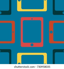 New color seamless pattern with tablet PC.