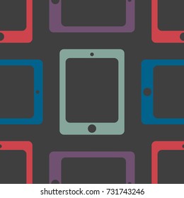 New color seamless pattern with tablet PC.