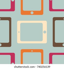 New color seamless pattern with tablet PC.