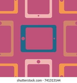 New color seamless pattern with tablet PC.