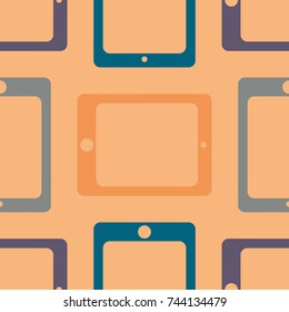 New color seamless pattern with tablet PC.