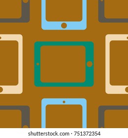 New color seamless pattern with tablet PC.