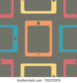 New color seamless pattern with tablet PC.