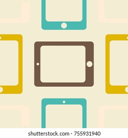 New color seamless pattern with tablet PC.