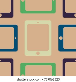 New color seamless pattern with tablet PC.