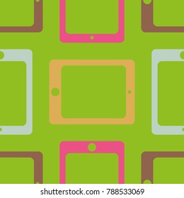 New color seamless pattern with tablet PC.