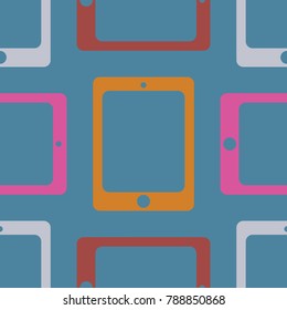 New color seamless pattern with tablet PC.