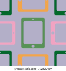 New color seamless pattern with tablet PC.