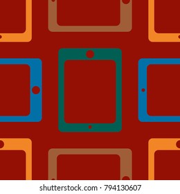New color seamless pattern with tablet PC.