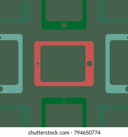 New color seamless pattern with tablet PC.