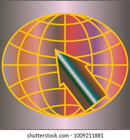 New colorful gradient WWW globe with arrow.