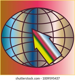 New colorful gradient WWW globe with arrow.