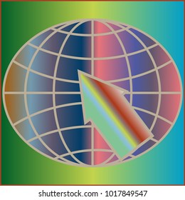 New colorful gradient WWW globe with arrow.