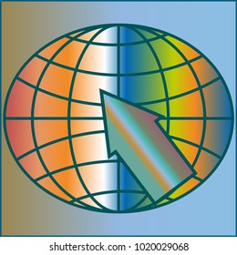 New colorful gradient WWW globe with arrow.