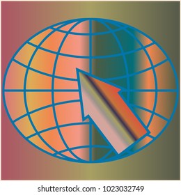 New colorful gradient WWW globe with arrow.