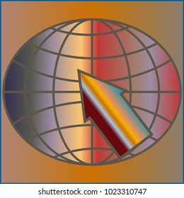 New colorful gradient WWW globe with arrow.