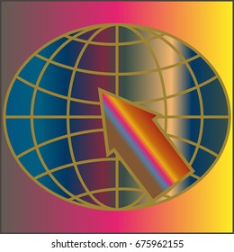 New colorful gradient WWW globe with arrow.