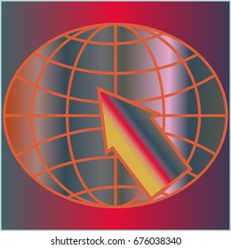 New colorful gradient WWW globe with arrow.