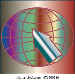 New colorful gradient WWW globe with arrow.