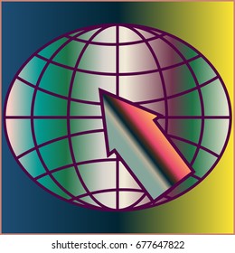 New colorful gradient WWW globe with arrow.
