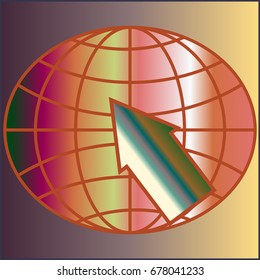 New colorful gradient WWW globe with arrow.