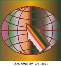 New colorful gradient WWW globe with arrow.