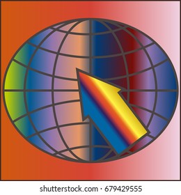 New colorful gradient WWW globe with arrow.