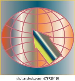 New colorful gradient WWW globe with arrow.