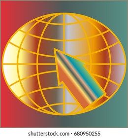 New colorful gradient WWW globe with arrow.