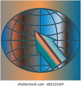 New colorful gradient WWW globe with arrow.